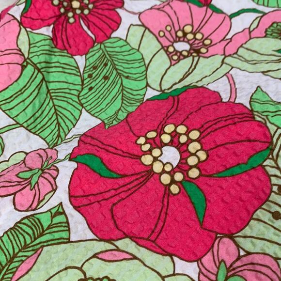 Gap textured 100% cotton pink and green flower print a line skirt, size 0 - Picture 3 of 9